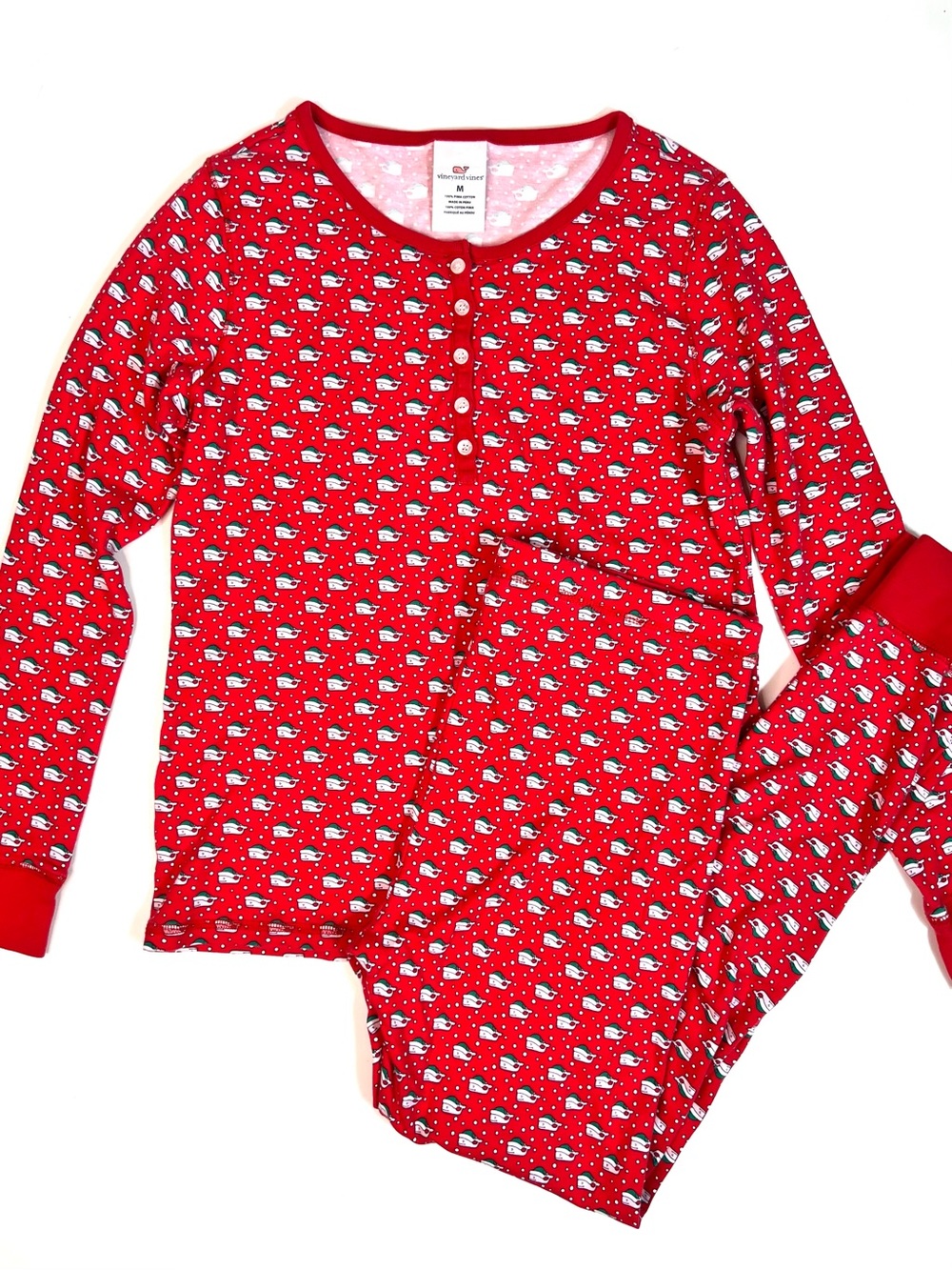 Vineyard Vines Santa Whale Two-piece Pajamas Size Medium